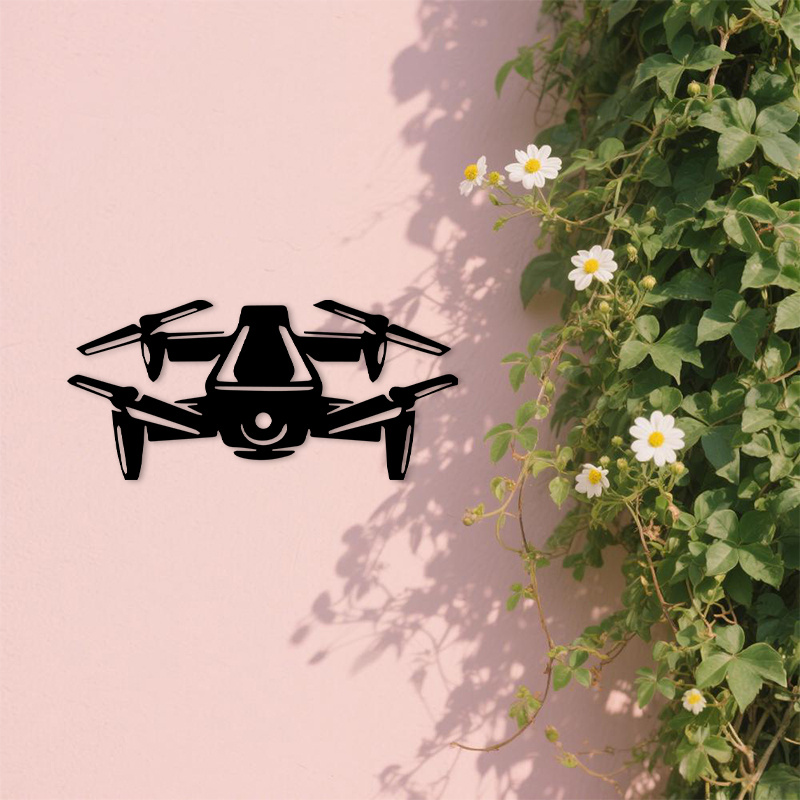 Office Tech Gifts - 2D Düz Drone Silüeti Metal Duvar
