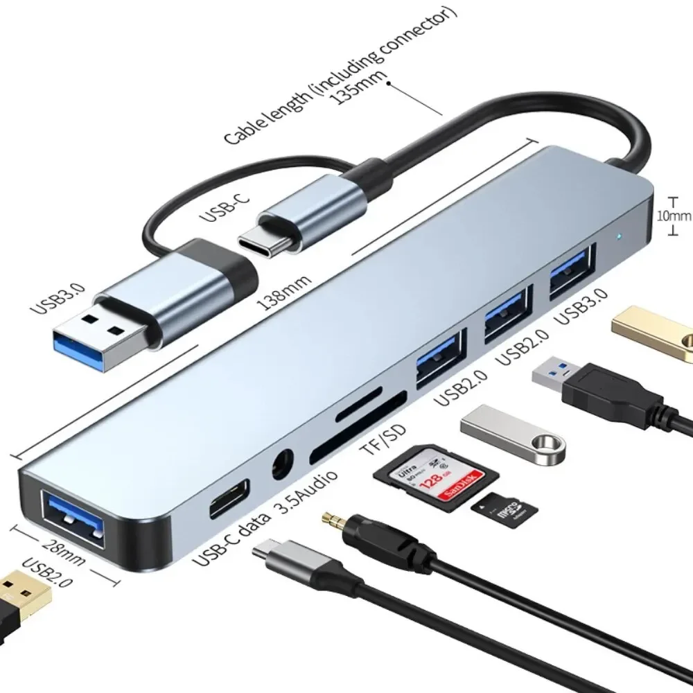 8'i 2 USB-C Hub 3.0 SD/TF Kart - Multi Port Usb Hub incelemesi ve fiyatı